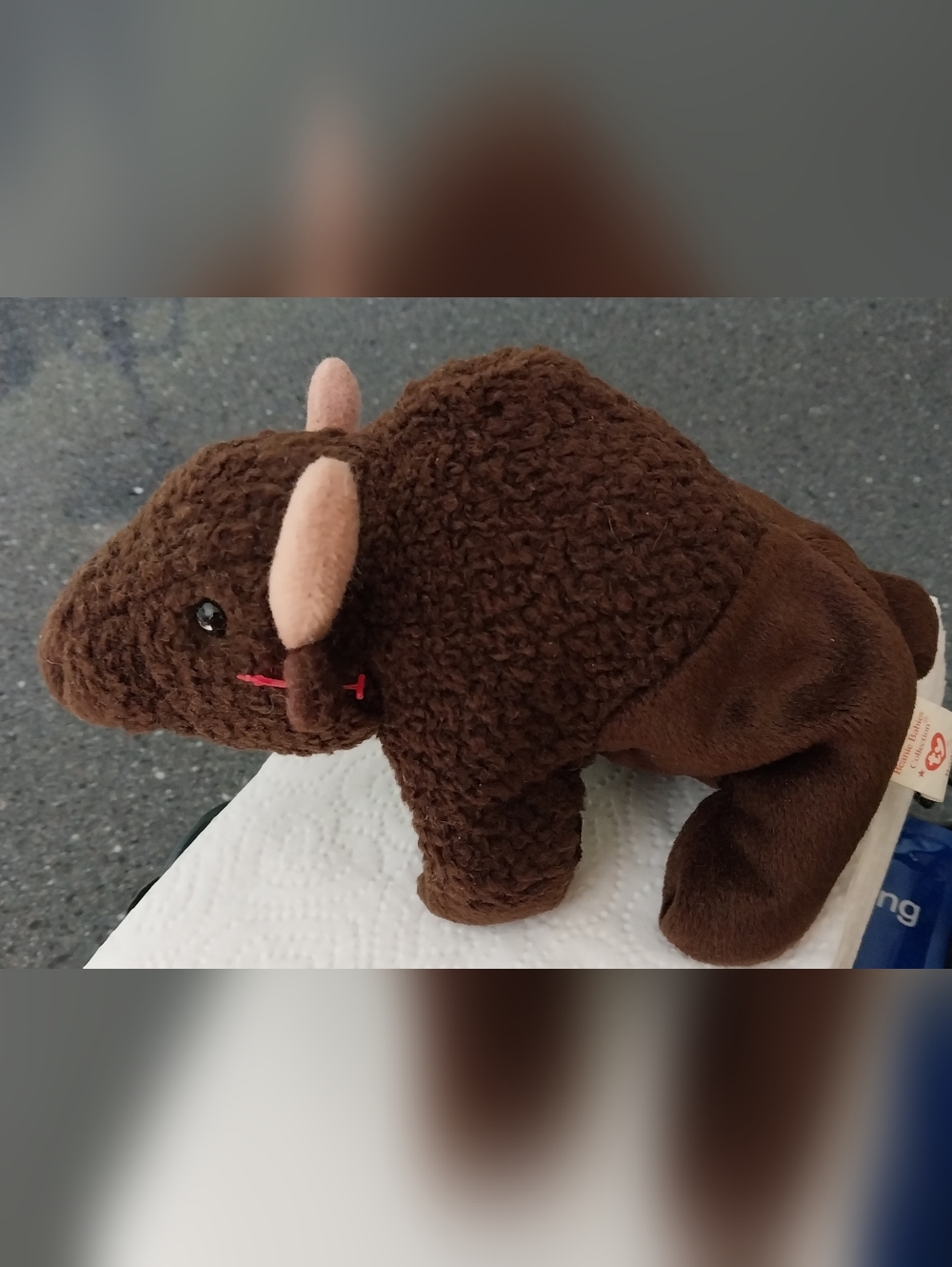 Ty Brown Curly Buffalo Beanie Baby" Roam"